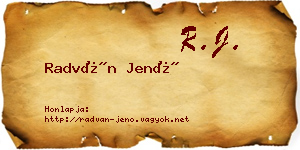 Radván Jenő névjegykártya